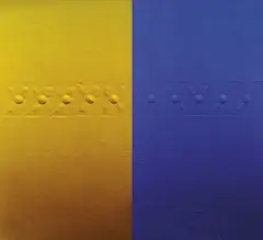 Mervyn Williams, Banded (Siena/Blue), acrylic on canvas, diptych