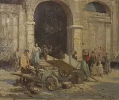 William Lee Hankey, The Fish Market, oil on canvas