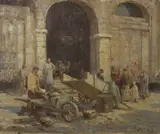 William Lee Hankey, The Fish Market, oil on canvas