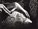 Bernie Hill, Theo Schoon Carving a Gourd, gelatin silver print