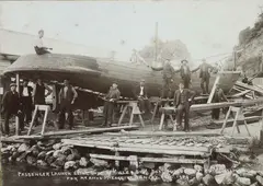 Passenger Launch Being Built by Miller Bros Boat Builders at Port Chalmers for Mr Amos McKegg of Henley, Dec 1909 by Nicolaes Maes, gelatin silver print, sold Apr 2008