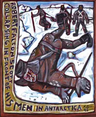 Scott Collapsing by Nigel Brown, acrylic on canvas, sold Apr 2008