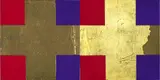 Siena XVIII by Stephen Bambury, 23 carat gold, sclagmetal and acrylic on aluminium, diptych, sold Apr 2008