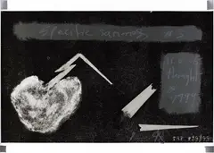 et al., Thought #7999, digital print on paper, masking tape, acrylic and oil stick