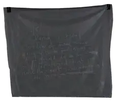 el al., Notes 25 - 6, acrylic, oilstick, gaffer tape and lead nails on found blind