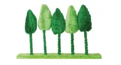 Kathy Temin, Landscape Trees, synthetic fur, synthetic filling, cotton thread, wood and steel