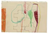 Julian Dashper, Halleys Comet over Allen in Napier, ink and pastel on paper