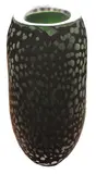 Elizabeth McClure, Tall glass vessel Battuto (XL), Sandblasted, engraved and carved black overlaying green