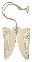 Chevron pendent by Chris Charteris, Whalebone and woven muka cord, presentation cased, sold Apr 2008
