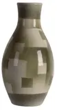 Daniel Steenstra for Crown Lynn, Hand crafted ovoid vase, Decorated with straw blown modernist patchwork