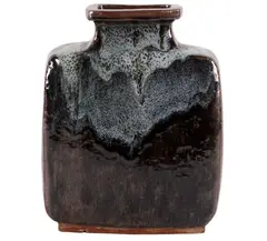 Branch pot by Len Castle, Earthenware with talc and tenmoku glazes, sold Apr 2008