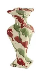 Richard Parker, Hand built baluster vase, Terracotta with red and green splashed glaze