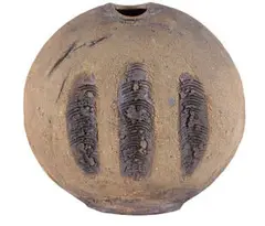 Large discoid vase by Len Castle, Moulded and hand formed, umber pigmented earthenware, sold Apr 2008
