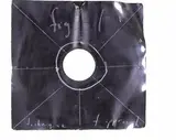 L. Budd, Fig 1: Technique of Approach, oil, oilstick, masking tape and shrink wrap on found LP record cover