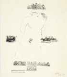 Ralph Hotere, Nude, lithograph (printed on the Royal Columbian hand-press at the University of Otago)