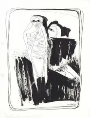 Looking for Someone by Dennis Knight Turner, ink on paper, sold Feb 2008