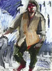 Alan Pearson, Lady Waits, oil on paper