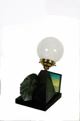 Egyptian Souvenir by Terry Stringer, bronze, oil and marble with lamp fitting, sold Nov 2007