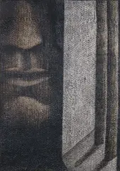 Tony Fomison, In Solitary, oil on jute on board
