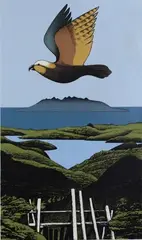 Kaiaraka Kaka, Great Barrier by Don Binney, screenprint, 29/150, sold Oct 2007