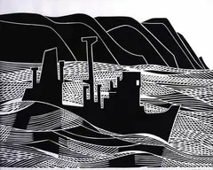 Roy Cowan, The Coaster, linocut, 3/20