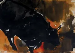 Jan Nigro, The Bull, Watercolour