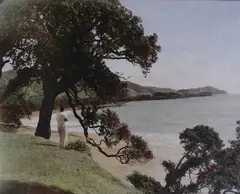 Hall, Waikanae Beach, Bay of Plenty, hand-coloured photograph