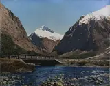 A. McMaster, Mt Talbot - Upper Hollyford River, hand-coloured photograph