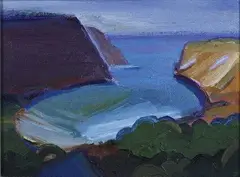 Quentin McFarlane, Little Akaloa, acrylic on board