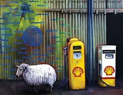 Roger Twiname, Old 'n 'Ewe, Ohakune, acrylic on canvasboard