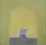 Riduan Tomkins, Untitled - Figures in a Doorway, oil on linen