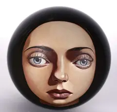 Ludmila Murt by Peter Stichbury, acrylic on lawn bowl, 2005, sold Oct 2007