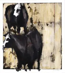 Mike Petre, Steer, ink, graphite, shellac, varnish and gesso on paper
