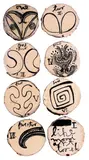Martin Popplewell, I like Maori art too eh, Eight glazed terracotta discs