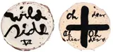 Martin Popplewell, Oh dear, Oh dear, Oh dear  and Wild Side VI, Two glazed terracotta discs