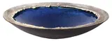 Len Castle, Earthenware crater lake bowl with alkaline copper glazed well