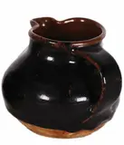 Len Castle, Squat circular jug with tenmoku glaze