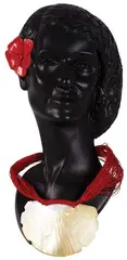 Sofia Tekela-Smith, Untitled (Ngarie)and Untitled (Crescent), Fibreglass and acrylic, with gold lipped mother of pearl and red wax thread
