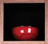 Len Castle, Earthenware hemispherical bowl with lava red glaze