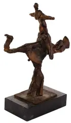 Michael Smither, Untitled (Dinosaur Rider), Bronze on black slate plinth
