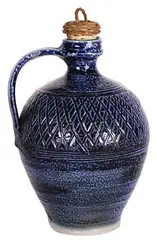 Mirek Smisek, Blue salt glazed wine ewer with wicker stopper