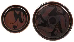 Warren Tippett, Set of five large plates and six smaller, Tenmoku glazed