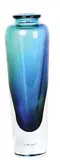 Tapering cylindrical vase with green and blue sommerso technique by Ola and Marie Hoglund, sold Oct 2007