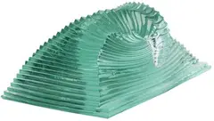 Richard Lander, Stacked and polished kiln glass, The graduated stacked glass collapsed at the upper section to create a wave form effect