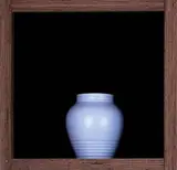 Ernest Shufflebottom for Crown Lynn, hand potted vase, powder blue, ovoid with lathe turned neck, Shape 57, printed tiki mark