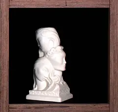 Crown Lynn table lamp base, Three Faces of Eve, Slip cast, printed tiki mark