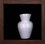 Crown Lynn slip cast vase, White glazed, ovoid with flaring neck, Shape 2070