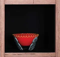 Judy Darragh, Plastic bowl with tiki feet and bound cord rim, Along with companion lightshade (not illustrated)