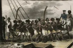 Louis de Sainson, Baie Houa - Houa, hand coloured lithograph, circa 1835