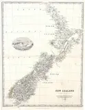 Keith Johnson, Map of New Zealand, etching, circa 1870